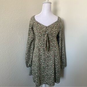 Floral Green Long Sleeve Dress